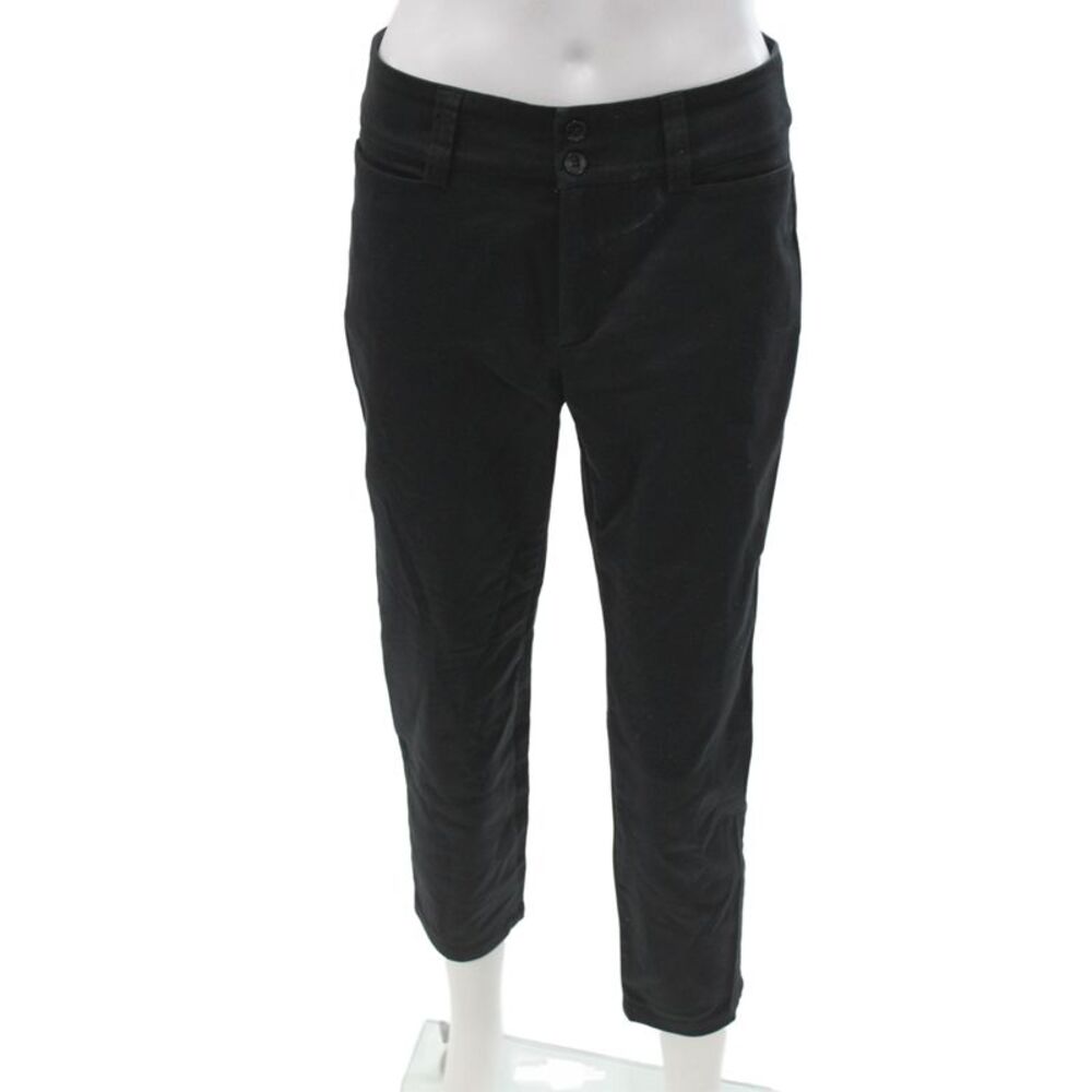 Agnes B Women Ankle Pants Black Button Cotton Casual Size 38